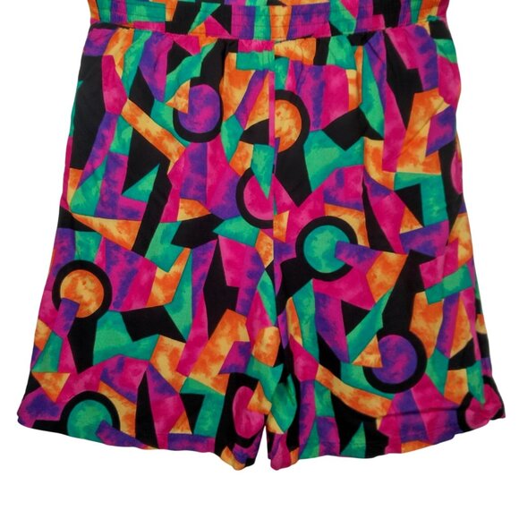 Vintage I&R Illusions Shorts Women Size 18 Bright Colorful Geometric Rayon Artsy - Picture 3 of 16